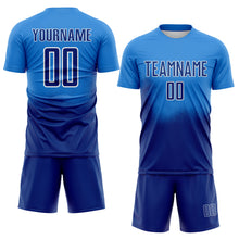 Charger l'image dans la galerie, Custom Powder Blue Royal-White Brasil Spray Gradient Sublimation Soccer Uniform Jersey