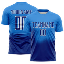 Charger l'image dans la galerie, Custom Powder Blue Royal-White Brasil Spray Gradient Sublimation Soccer Uniform Jersey