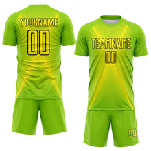 Charger l'image dans la galerie, Custom Neon Green Light Yellow-Black Brasil Geometric Chevron Sublimation Soccer Uniform Jersey