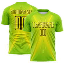 Charger l'image dans la galerie, Custom Neon Green Light Yellow-Black Brasil Geometric Chevron Sublimation Soccer Uniform Jersey