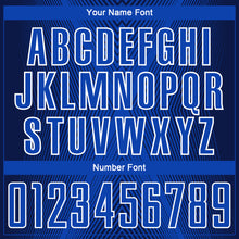 Laden Sie das Bild in den Galerie-Viewer, Custom Navy Thunder Blue-White Brasil Geometric Chevron Sublimation Soccer Uniform Jersey