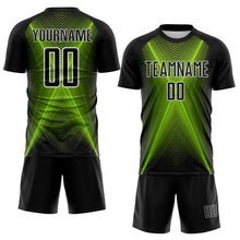 Charger l'image dans la galerie, Custom Black Neon Green-White Brasil Geometric Chevron Sublimation Soccer Uniform Jersey