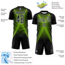 Charger l'image dans la galerie, Custom Black Neon Green-White Brasil Geometric Chevron Sublimation Soccer Uniform Jersey