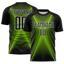 Charger l'image dans la galerie, Custom Black Neon Green-White Brasil Geometric Chevron Sublimation Soccer Uniform Jersey