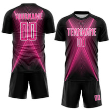 Charger l'image dans la galerie, Custom Black Pink-White Brasil Geometric Chevron Sublimation Soccer Uniform Jersey