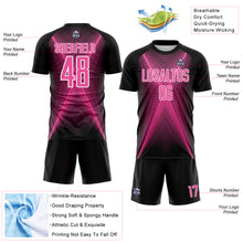 Charger l'image dans la galerie, Custom Black Pink-White Brasil Geometric Chevron Sublimation Soccer Uniform Jersey