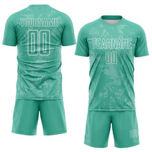Charger l'image dans la galerie, Custom Ice Blue White Brasil Geometric Tropical Rainforest Sublimation Soccer Uniform Jersey