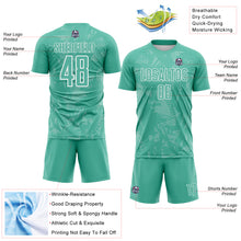 Charger l'image dans la galerie, Custom Ice Blue White Brasil Geometric Tropical Rainforest Sublimation Soccer Uniform Jersey