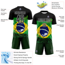 Charger l'image dans la galerie, Custom Black Green Yellow-Blue Brazil Flag Sublimation Soccer Uniform Jersey