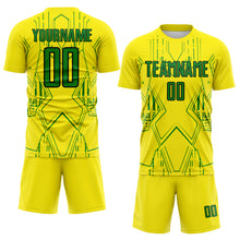 Charger l'image dans la galerie, Custom Light Yellow Grass Green-Black Brasil Geometric Sublimation Soccer Uniform Jersey