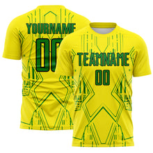 Charger l'image dans la galerie, Custom Light Yellow Grass Green-Black Brasil Geometric Sublimation Soccer Uniform Jersey