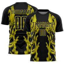 Charger l'image dans la galerie, Custom Black Light Yellow Brasil Digital Lines Sublimation Soccer Uniform Jersey