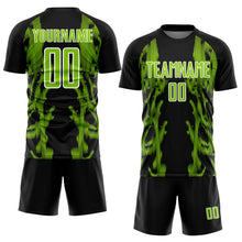Загрузить изображение в средство просмотра галереи, Custom Black Neon Green-White Brasil Digital Lines Sublimation Soccer Uniform Jersey