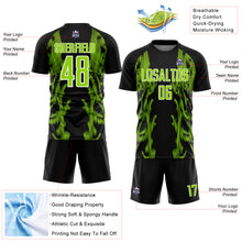 Загрузить изображение в средство просмотра галереи, Custom Black Neon Green-White Brasil Digital Lines Sublimation Soccer Uniform Jersey