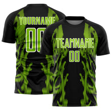 Загрузить изображение в средство просмотра галереи, Custom Black Neon Green-White Brasil Digital Lines Sublimation Soccer Uniform Jersey