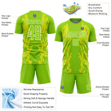Charger l'image dans la galerie, Custom Neon Green Light Yellow-White Brasil Digital Lines Sublimation Soccer Uniform Jersey