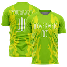 Charger l'image dans la galerie, Custom Neon Green Light Yellow-White Brasil Digital Lines Sublimation Soccer Uniform Jersey
