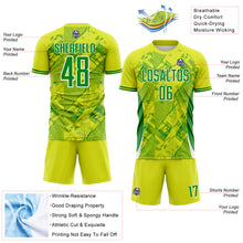 Загрузить изображение в средство просмотра галереи, Custom Neon Yellow Grass Green-White Brasil Digital Lines Sublimation Soccer Uniform Jersey