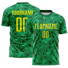 Charger l'image dans la galerie, Custom Green Light Yellow Brasil Geometric Fragment Sublimation Soccer Uniform Jersey