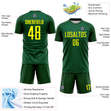 Charger l'image dans la galerie, Custom Green Light Yellow Brasil Wave Sublimation Soccer Uniform Jersey