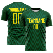 Charger l'image dans la galerie, Custom Green Light Yellow Brasil Wave Sublimation Soccer Uniform Jersey