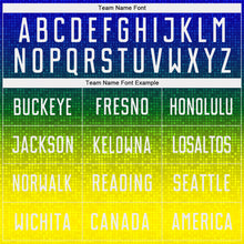 Charger l'image dans la galerie, Custom Blue White Green-Light Yellow Brasil Gradient Dot Sublimation Soccer Uniform Jersey