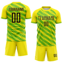 Charger l'image dans la galerie, Custom Light Yellow Black-Green Brasil Brush Stroke Stripe Sublimation Soccer Uniform Jersey