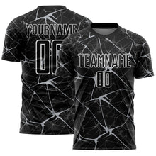 Load image into Gallery viewer, Custom Black Gray-White Abstract Network Crackle Sublimation Soccer Uniform Jersey