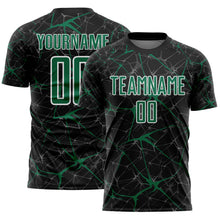 Загрузить изображение в средство просмотра галереи, Custom Black Kelly Green-White Abstract Network Crackle Sublimation Soccer Uniform Jersey