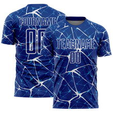 Charger l'image dans la galerie, Custom Royal-White Abstract Network Crackle Sublimation Soccer Uniform Jersey