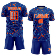 Загрузить изображение в средство просмотра галереи, Custom Royal Orange-White Abstract Network Crackle Sublimation Soccer Uniform Jersey