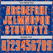 Загрузить изображение в средство просмотра галереи, Custom Royal Orange-White Abstract Network Crackle Sublimation Soccer Uniform Jersey