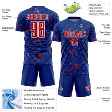 Load image into Gallery viewer, Custom Royal Red-White Abstract Network Crackle Sublimation Soccer Uniform Jersey