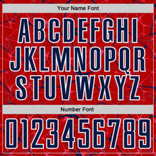Load image into Gallery viewer, Custom Red Navy-White Abstract Network Crackle Sublimation Soccer Uniform Jersey