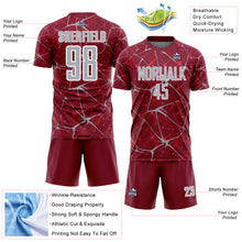 Load image into Gallery viewer, Custom Crimson Gray-White Abstract Network Crackle Sublimation Soccer Uniform Jersey