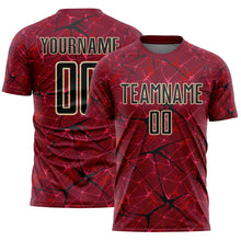 Load image into Gallery viewer, Custom Crimson Black-Cream Abstract Network Crackle Sublimation Soccer Uniform Jersey