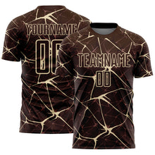 Load image into Gallery viewer, Custom Brown-Cream Abstract Network Crackle Sublimation Soccer Uniform Jersey