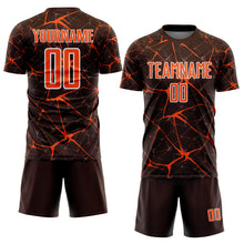 Load image into Gallery viewer, Custom Brown Orange-White Abstract Network Crackle Sublimation Soccer Uniform Jersey