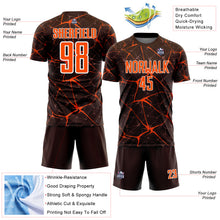 Load image into Gallery viewer, Custom Brown Orange-White Abstract Network Crackle Sublimation Soccer Uniform Jersey