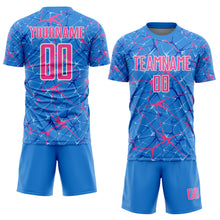 Charger l'image dans la galerie, Custom Powder Blue Pink-White Abstract Network Crackle Sublimation Soccer Uniform Jersey