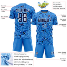 Загрузить изображение в средство просмотра галереи, Custom Powder Blue Navy-White Abstract Network Crackle Sublimation Soccer Uniform Jersey