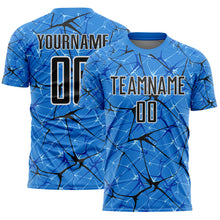 Charger l'image dans la galerie, Custom Powder Blue Black-White Abstract Network Crackle Sublimation Soccer Uniform Jersey