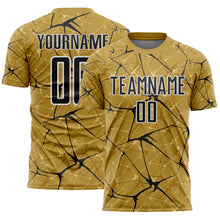 Загрузить изображение в средство просмотра галереи, Custom Old Gold Black-White Abstract Network Crackle Sublimation Soccer Uniform Jersey