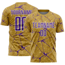 Charger l'image dans la galerie, Custom Old Gold Purple-White Abstract Network Crackle Sublimation Soccer Uniform Jersey