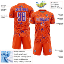 Laden Sie das Bild in den Galerie-Viewer, Custom Orange Purple-White Abstract Network Crackle Sublimation Soccer Uniform Jersey
