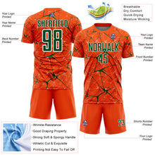 Load image into Gallery viewer, Custom Orange Green-White Abstract Network Crackle Sublimation Soccer Uniform Jersey