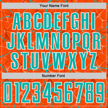 Load image into Gallery viewer, Custom Orange Aqua-White Abstract Network Crackle Sublimation Soccer Uniform Jersey