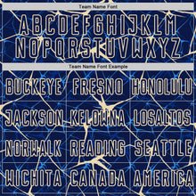 Laden Sie das Bild in den Galerie-Viewer, Custom Navy-Cream Abstract Network Crackle Sublimation Soccer Uniform Jersey