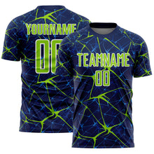 Загрузить изображение в средство просмотра галереи, Custom Navy Neon Green-White Abstract Network Crackle Sublimation Soccer Uniform Jersey