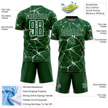 Laden Sie das Bild in den Galerie-Viewer, Custom Green-White Abstract Network Crackle Sublimation Soccer Uniform Jersey